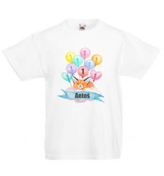 Koszulka na roczek z imieniem, lisem i balonami