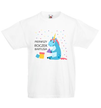 Koszulka na roczek z imieniem i jednorożcem