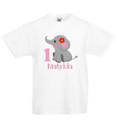 Koszulka na roczek z imieniem i słoniem