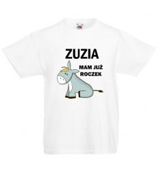 Koszulka na roczek z imieniem i osiołkiem