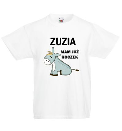 Koszulka na roczek z imieniem i osiołkiem