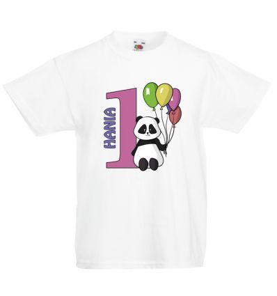 Koszulka na roczek z imieniem i pandą