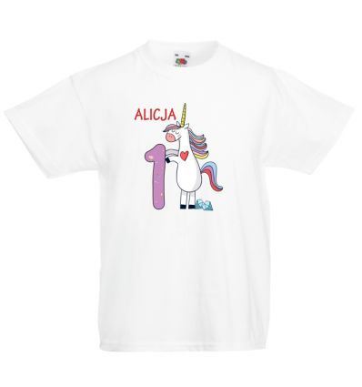 Koszulka na roczek z imieniem i jednorożcem