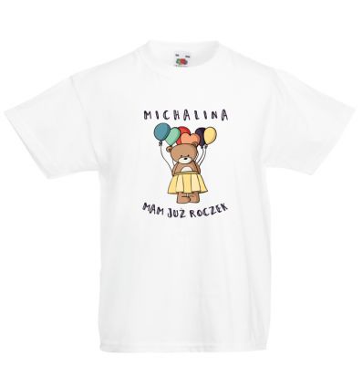 Koszulka na roczek z imieniem i misiem