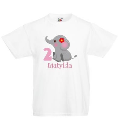 Koszulka na 2 latka z imieniem i słoniem