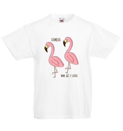 Koszulka na 2 latka z imieniem i flamingami