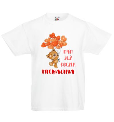 Koszulka na roczek z imieniem i misiem