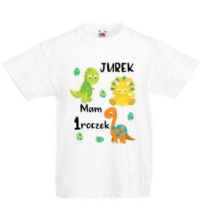 Koszulka na roczek z dinozaurami