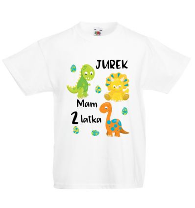 Koszulka na dwa latka z dinozaurami