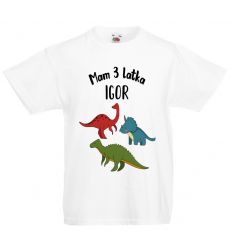 Koszulka urodzinowa 3 z dinozaurami