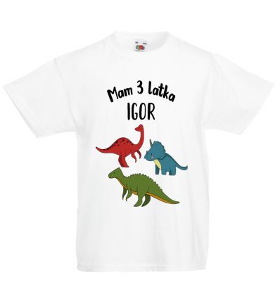 Koszulka urodzinowa 3 z dinozaurami
