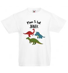 Koszulka urodzinowa 5 z dinozaurami