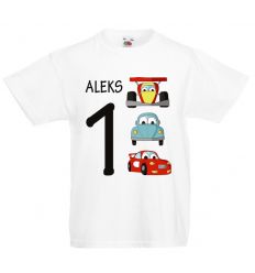 Koszulka urodzinowa 1 z autami