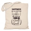 Happiness is a cup of coffee and a good book Torba
