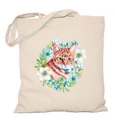 Torba z kotem z kwiatami