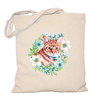 Torba z kotem z kwiatami