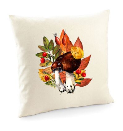 Poszewka z grzybami w jesiennej stylizacji