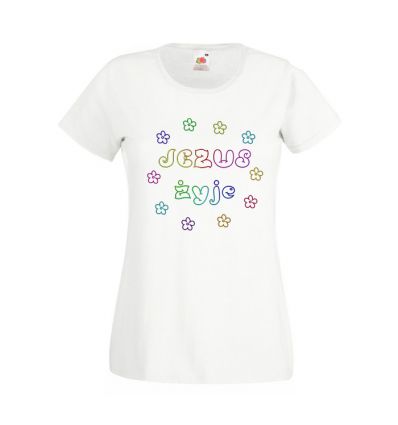 Koszulka religijna kolorowe Jezus żyje