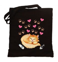 Torba z kotem i serduszkami