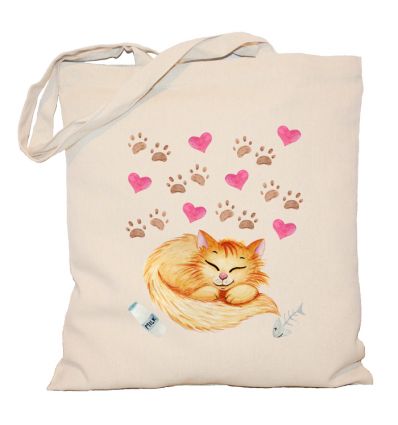 Torba z kotem i serduszkami