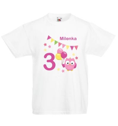 Koszulka trzy latka urodzinowe sówki