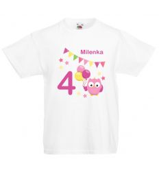 Koszulka cztery latka z imieniem urodzinowe sówki