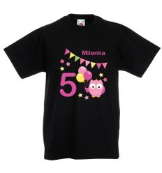 Koszulka na pięć lat z imieniem urodzinowe sówki