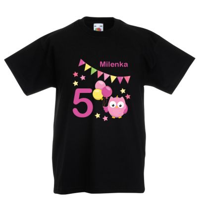 Koszulka na pięć lat z imieniem urodzinowe sówki