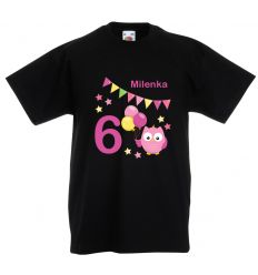 Koszulka na szóste urodziny z imieniem urodzinowe sówki