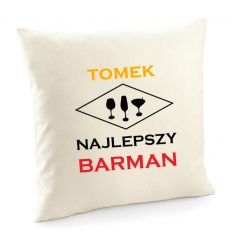 Poszewka barmana Najlepszy Barman z imieniem poduszka