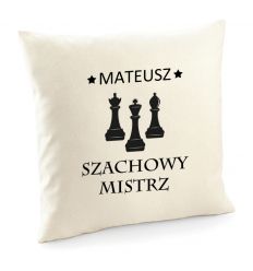 Poszewka Szachowy mistrz z imieniem poduszka