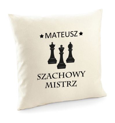 Poszewka Szachowy mistrz z imieniem poduszka