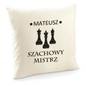 Poszewka Szachowy mistrz z imieniem poduszka