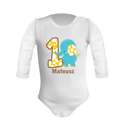 Body na roczek z jedynką i słonikiem