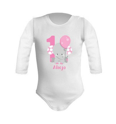 Body na roczek Słonik dla dziewczynki
