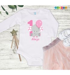 Body na roczek Słonik dla dziewczynki