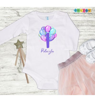 Body na roczek dla dziewczynki baloniki