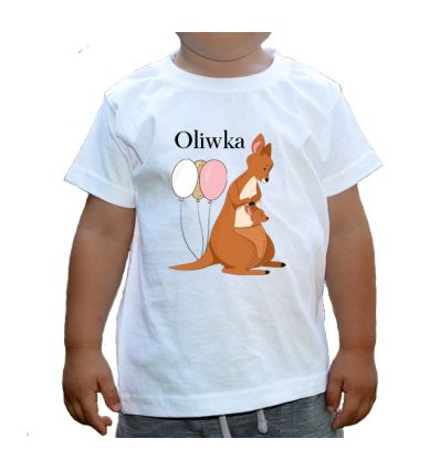 Kangur z balonami z imieniem koszulka