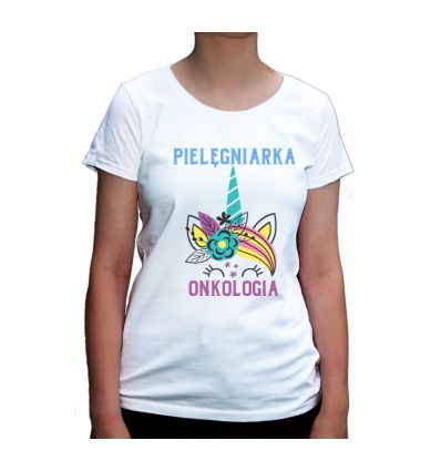 Koszulka dla pielęgniarki Onkologia z rogiem jednorożca