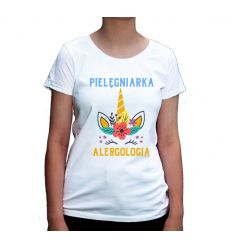 Koszulka dla pielęgniarki Alergologia z rogiem jednorożca