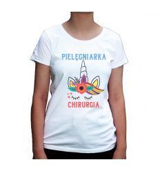 Koszulka dla pielęgniarki Chirurgia z rogiem jednorożca