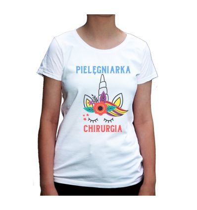 Koszulka dla pielęgniarki Chirurgia z rogiem jednorożca