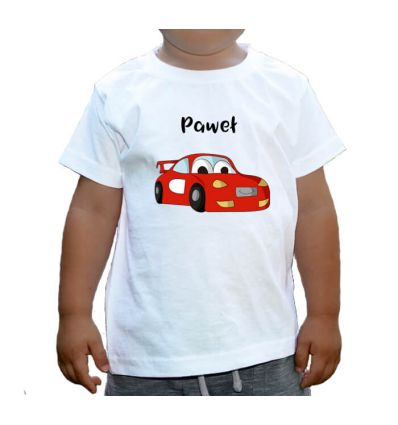 Koszulka dziecięca Czerwony samochodzik z imieniem