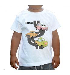 Koszulka droga z samochodami