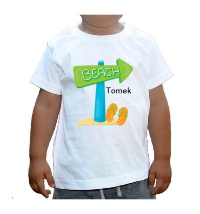 Koszulka dziecięca z imieniem Tomek Beach