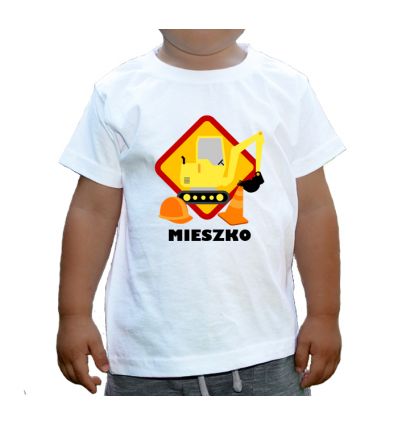 Koszulka z koparką z imieniem dziecka
