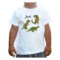 Koszulka dziecięca z imieniem Trzy Zielone Dinozaury