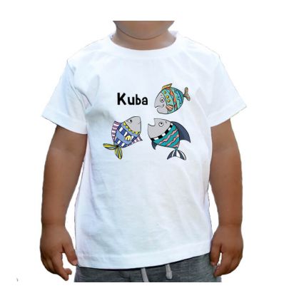 Koszulka dziecięca trzy rybki z imieniem