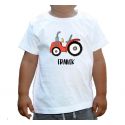 Koszulka dziecięca z imieniem czerwony Traktor