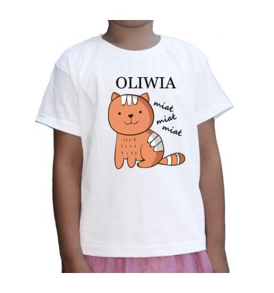 Koszulka dziecięca z imieniem pomarańczowy Kotek